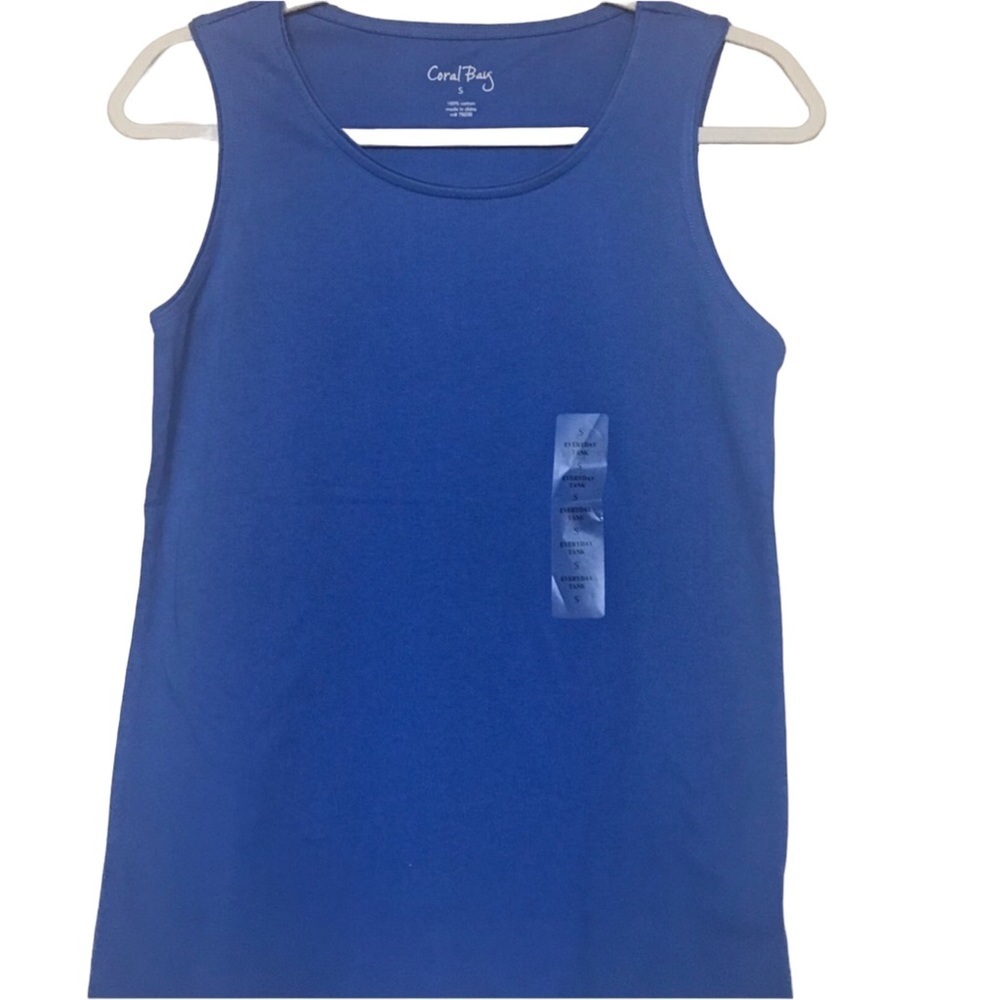Coral Bay size S  royal‎ blue 100% cotton V neck tank top NWOT